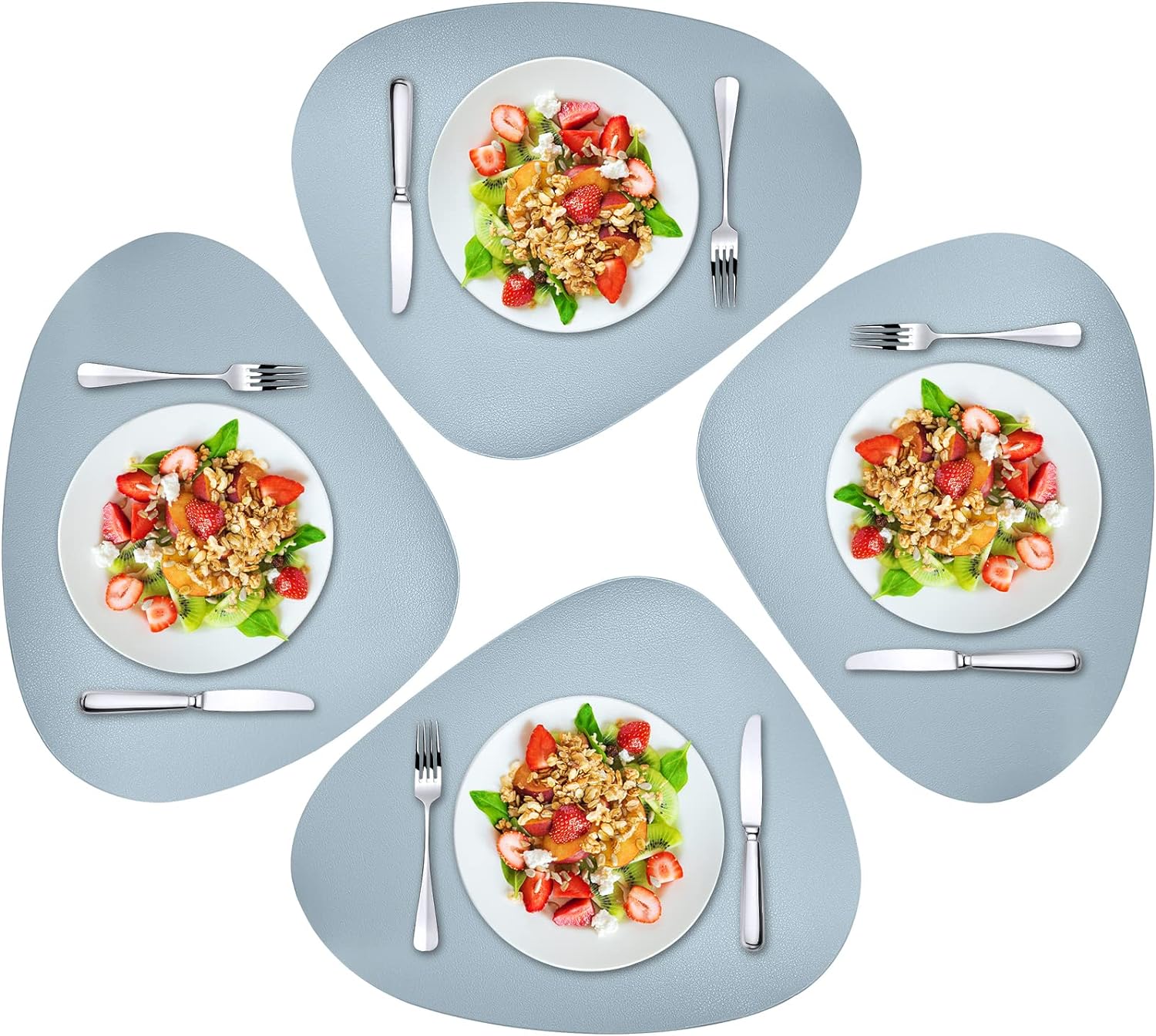 Herda Faux Leather Round Placemats Set of 4 Wipeable Washable Heat Resist Table Mats 24Hr Smart